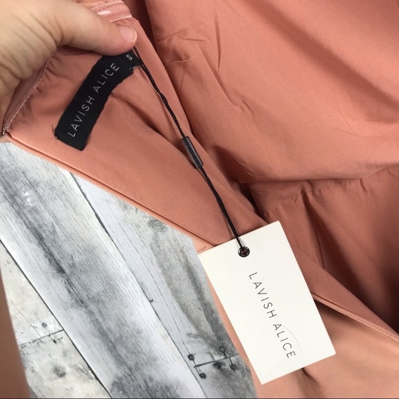 Lavish Alice Dusty Pink Bardot Dress Sz Small NWT - Picture 6 of 7